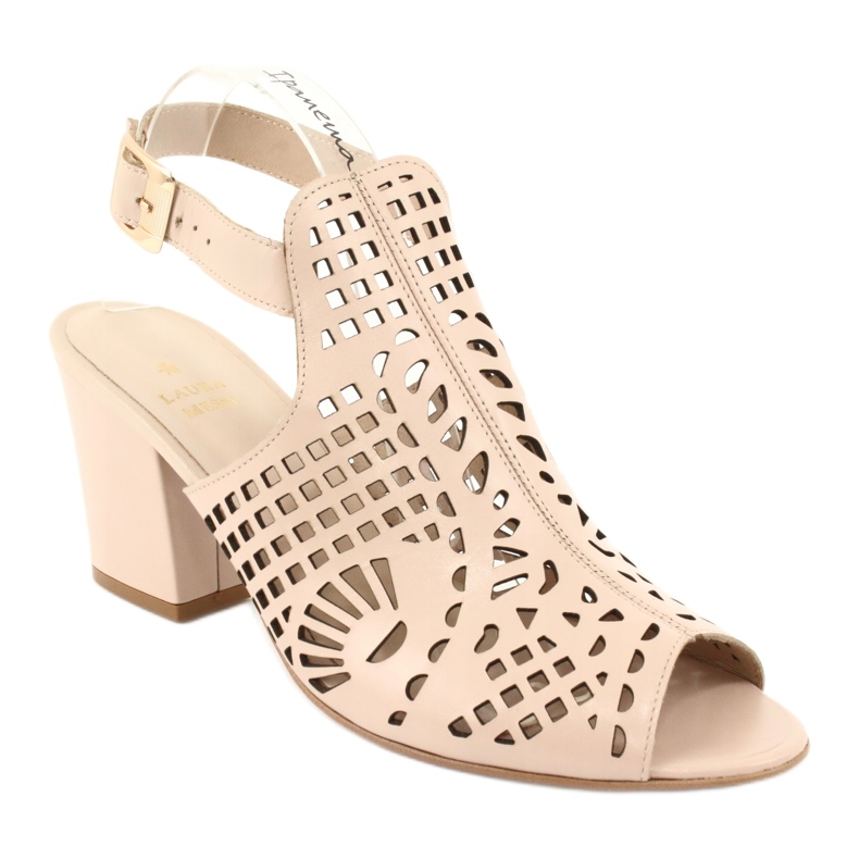 Sandali On A Bar Laura Messi 1924 Pelle Beige Montoro rosa 1