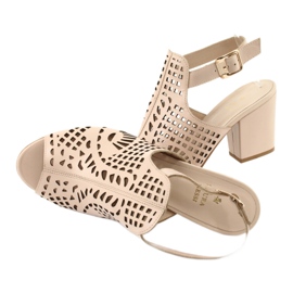 Sandali On A Bar Laura Messi 1924 Pelle Beige Montoro rosa 5