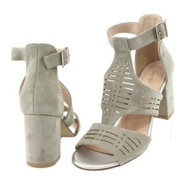 Sandali con tomaia in camoscio Sergio Leone SK903 grigio 4