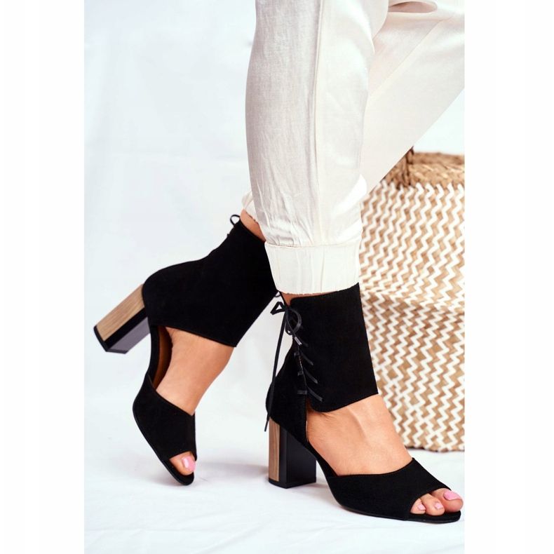 Sandali da donna con tacco alto Maciejka in camoscio nero 04122-01 2