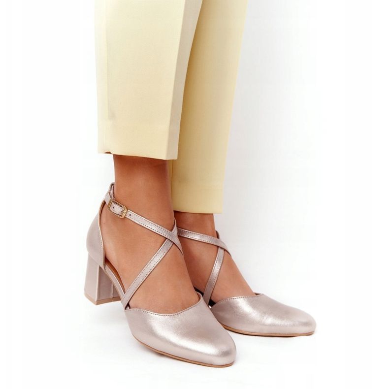 Décolleté da donna Maciejka Pelle Dorata 04070-25 d'oro 2