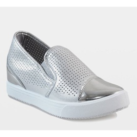 Sneakers con zeppa argento DD439-2 grigio 1
