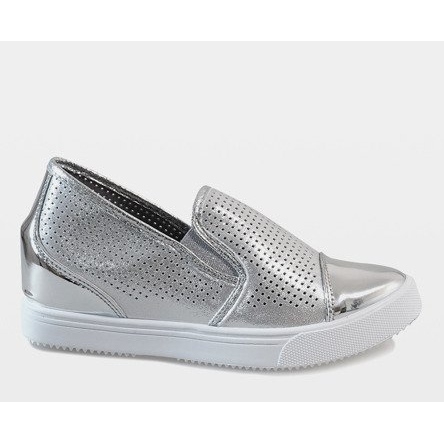 Sneakers con zeppa argento DD439-2 grigio 2