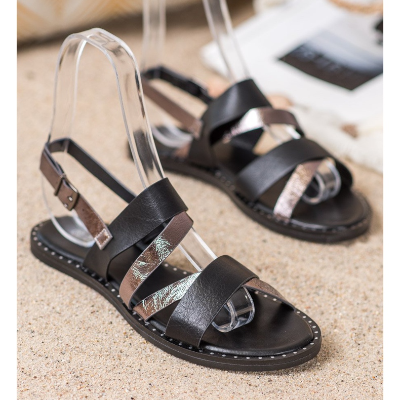 Goodin Comodi sandali in ecopelle nero 1