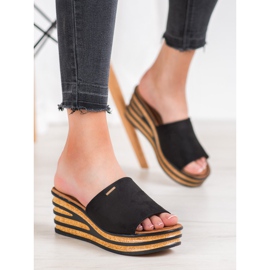 Goodin Pantofole con zeppa alla moda nero 1