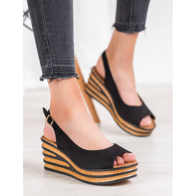 Goodin Sandali in pelle scamosciata chiara nero 2