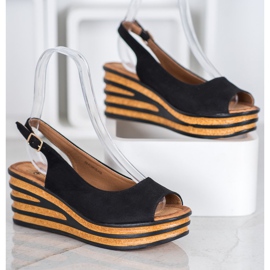Goodin Sandali in pelle scamosciata chiara nero 1