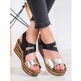 Goodin Sandali alla moda con velcro nero giallo 1