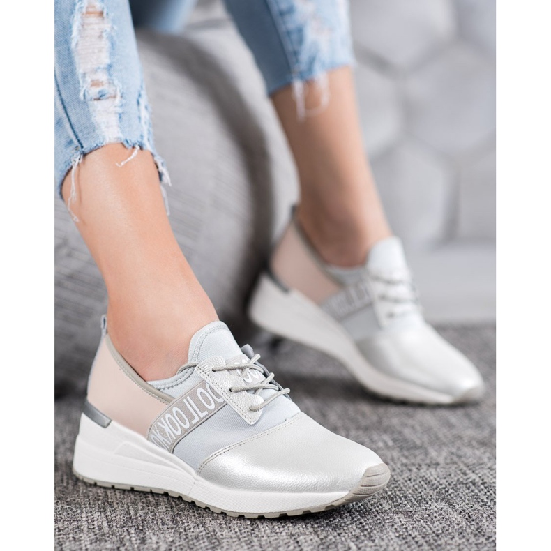 Look VINCEZA sneakers in pelle grigio 1