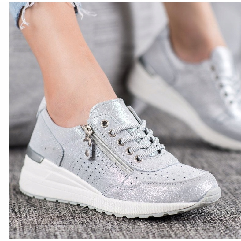 Sneakers In Pelle Con Cerniera VINCEZA grigio 1