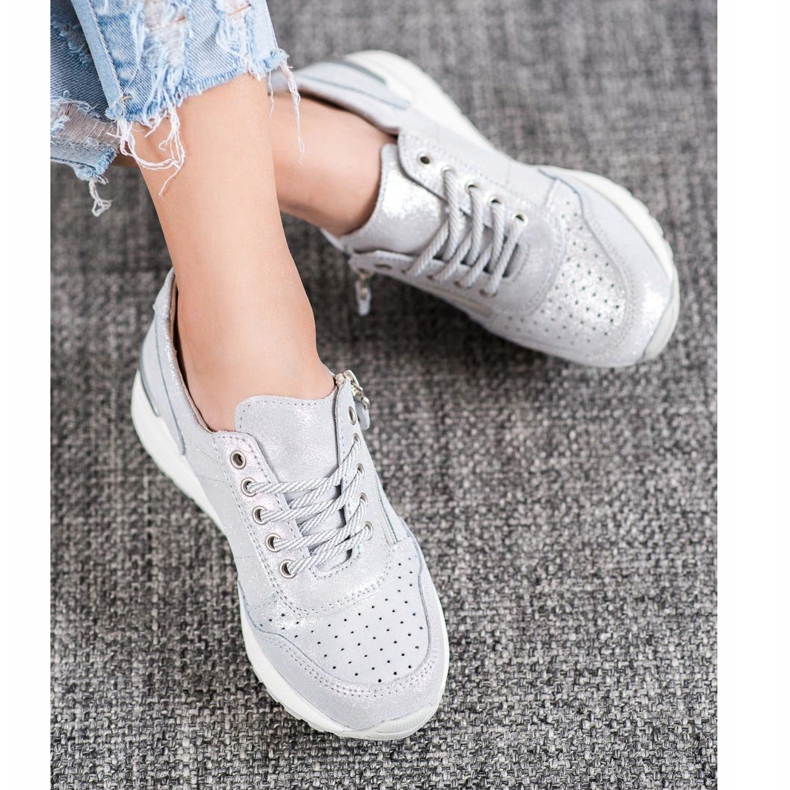 Sneakers In Pelle Con Cerniera VINCEZA grigio 2