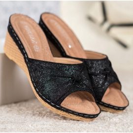 Eleganti Pantofole Glitter VINCEZA nero 1