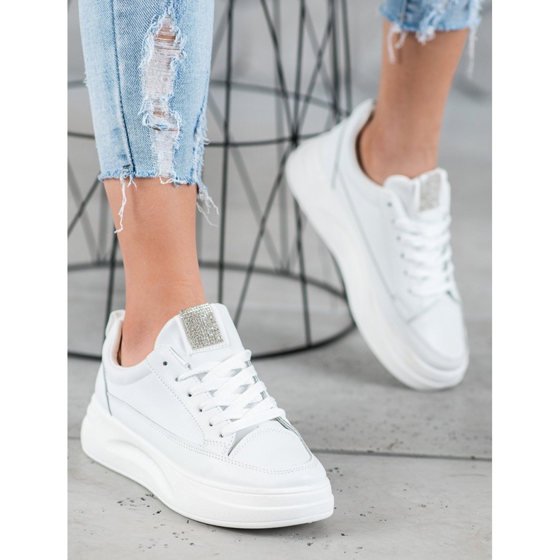 SHELOVET Scarpe da ginnastica sulla piattaforma della moda bianco 2
