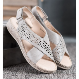 SHELOVET Comodi sandali in velcro grigio 2