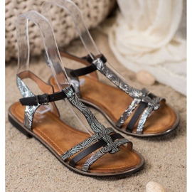 Small Swan Sandali eleganti nero grigio 1