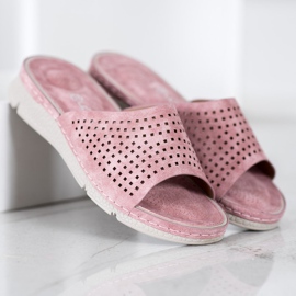 SHELOVET Pantofole leggere traforate rosa 2