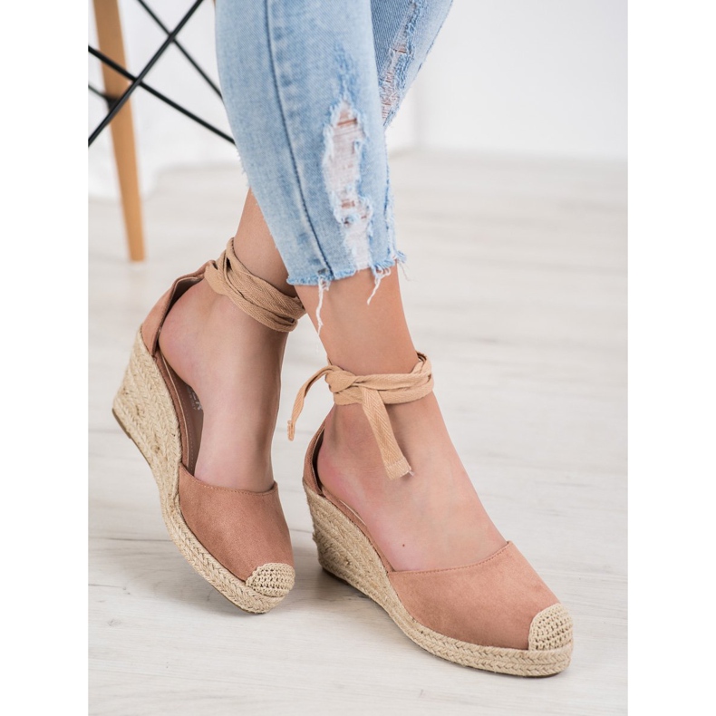 SHELOVET Espadrillas con zeppa rosa 1