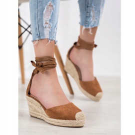 SHELOVET Espadrillas con zeppa marrone 2