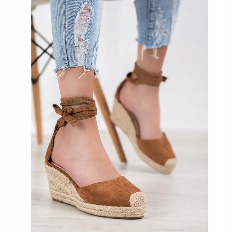 SHELOVET Espadrillas con zeppa marrone 2