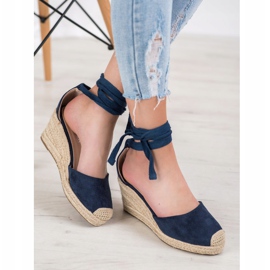SHELOVET Espadrillas con zeppa blu 1