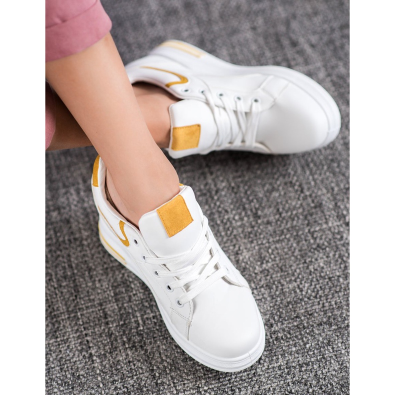 Lovery Scarpe da ginnastica con zeppa bianca 1