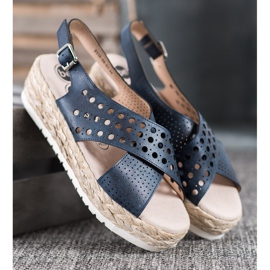 SHELOVET Sandali espadrillas blu 2