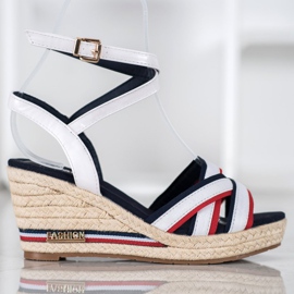 Comer Sandali con zeppa con strisce bianca multicolore 2