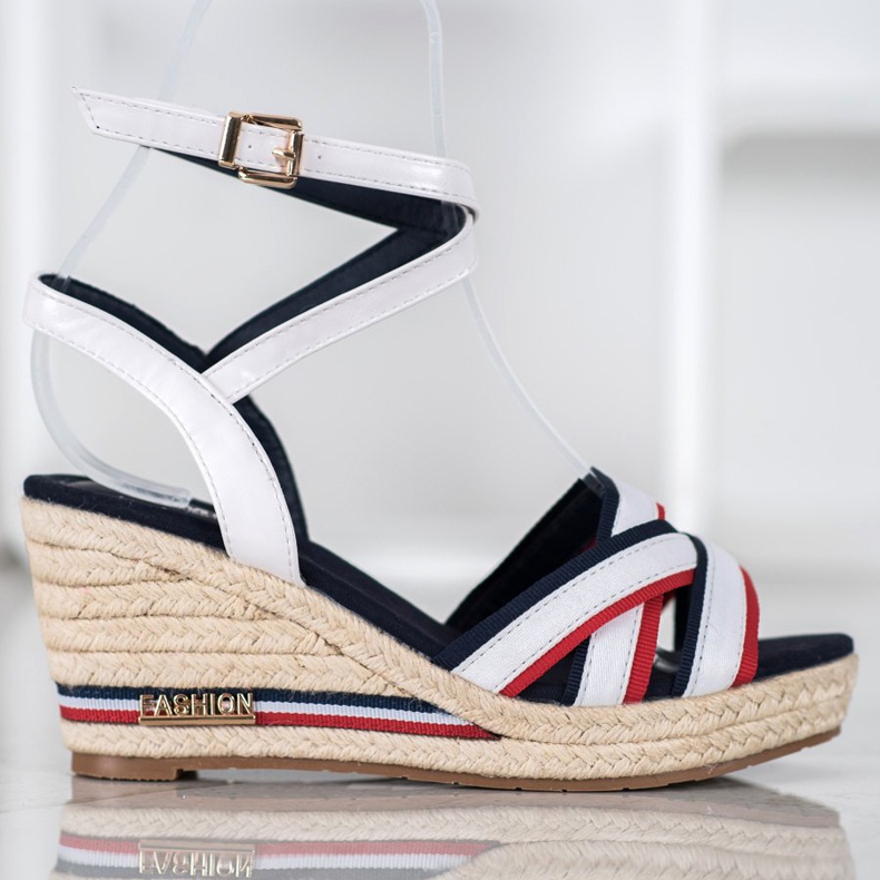 Comer Sandali con zeppa con strisce bianca multicolore 2