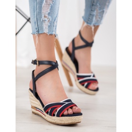 Comer Sandali con zeppa con strisce blu multicolore 1