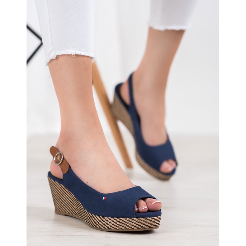 SHELOVET Sandali con zeppa classici blu 2