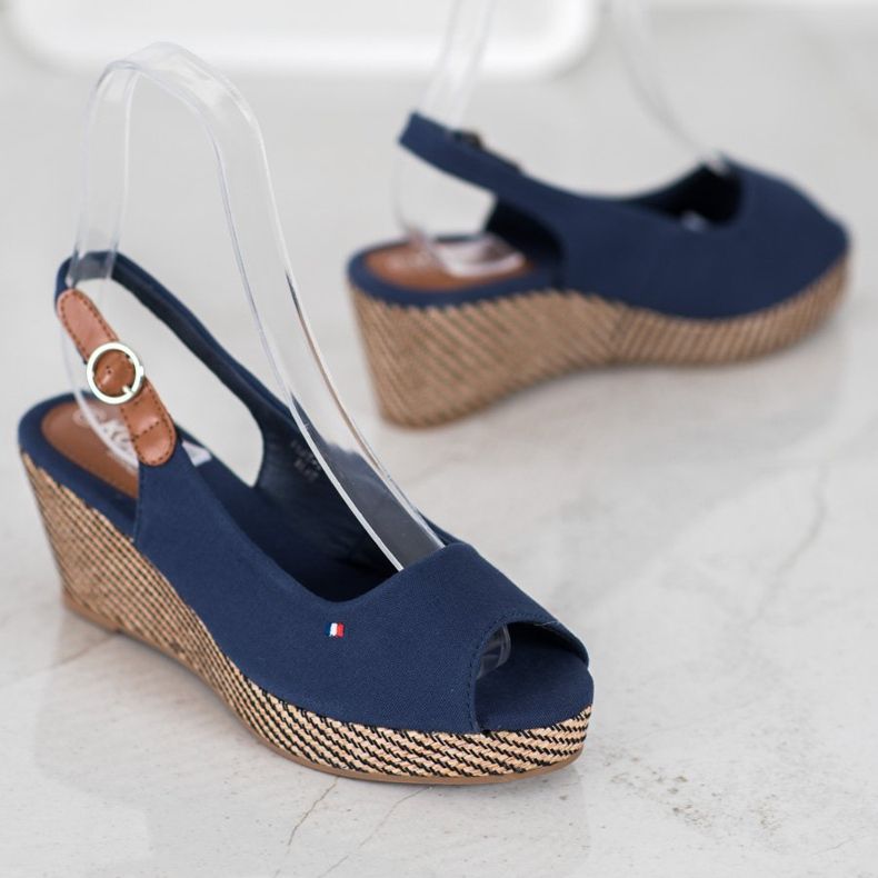 SHELOVET Sandali con zeppa classici blu 1