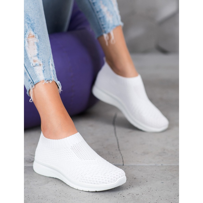 SHELOVET Scarpe da ginnastica senza lacci bianco 1