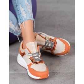 SHELOVET Sneakers con stampa serpente arancia multicolore 2
