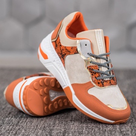 SHELOVET Sneakers con stampa serpente arancia multicolore 1