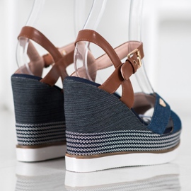 SHELOVET Sandali con zeppa blu 1