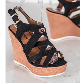 Comer Sandali con zeppa alla moda nero 1