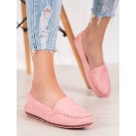 Clowse Mocassini in pelle scamosciata rosa 1