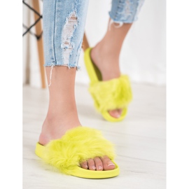 SHELOVET Pantofole In Gomma Con Pelliccia multicolore verde 2