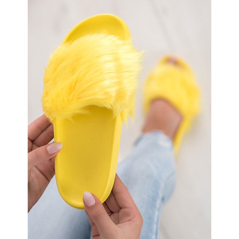 SHELOVET Pantofole In Gomma Con Pelliccia giallo 1
