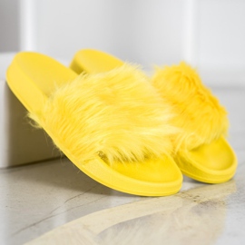 SHELOVET Pantofole In Gomma Con Pelliccia giallo 2