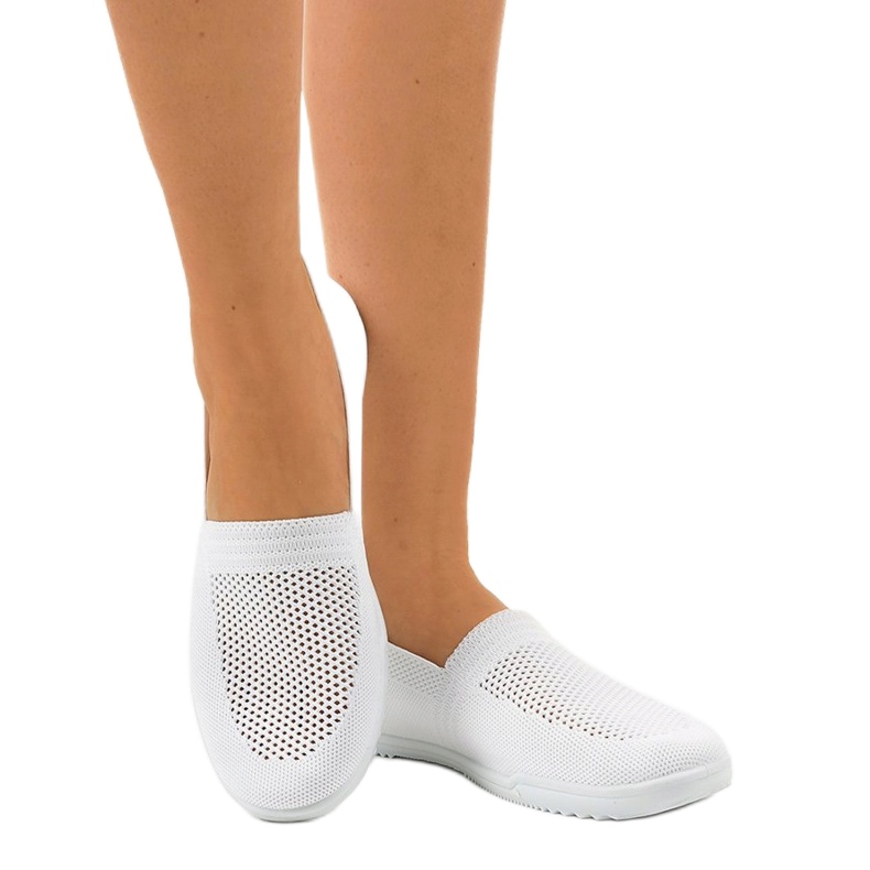 Sneaker slip-on in lycra GF-HJS13-5 bianca bianco 1