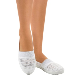 Sneakers slip-on traforate CB1711-9 bianche bianco 1