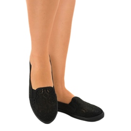 HJ1709 sneakers slip-on traforate nere nero 1