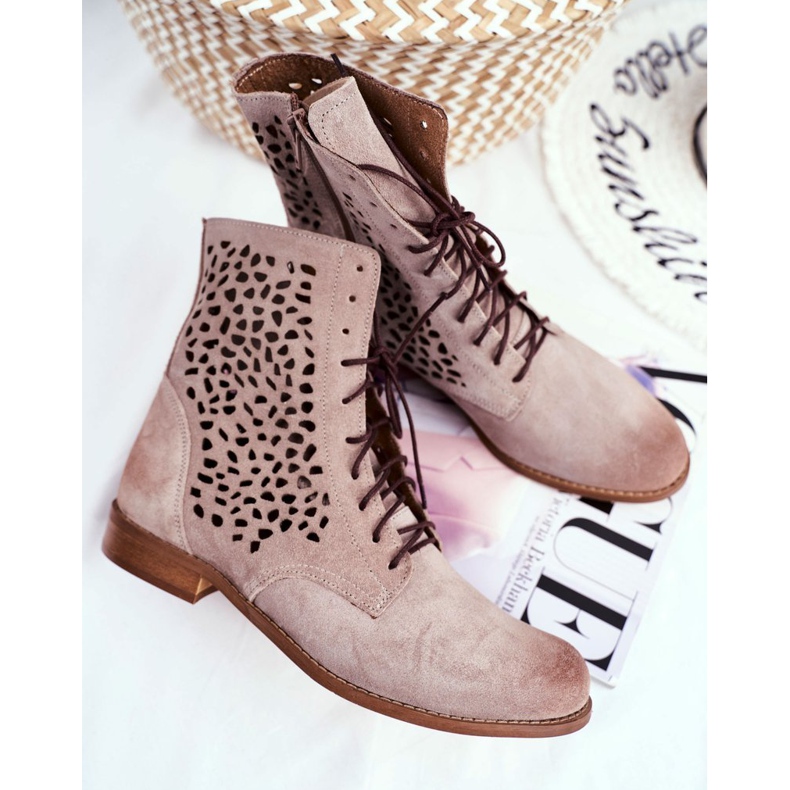 Nicole Cappucino Meridan Stivali in pelle da donna beige 1