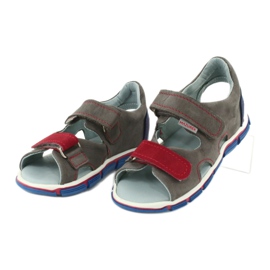 Mazurek Ragazzi in pelle con sandali in pelle rosso grigio 314 2