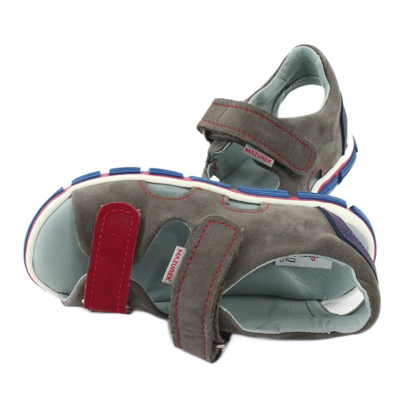 Mazurek Ragazzi in pelle con sandali in pelle rosso grigio 314 4