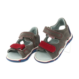 Mazurek Ragazzi in pelle con sandali in pelle rosso grigio 314 2