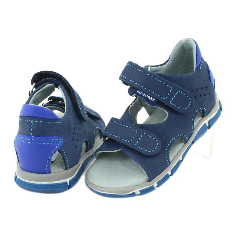 Mazurek Ragazzi in pelle con velcro blu navy 314 3
