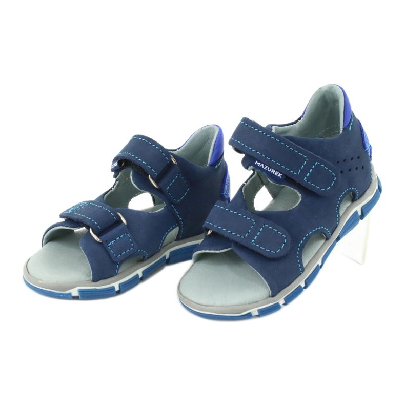 Mazurek Ragazzi in pelle con velcro blu navy 314 2