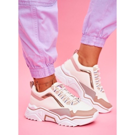 Scarpe sportive da donna bianche e beige Rollen bianco marrone 1